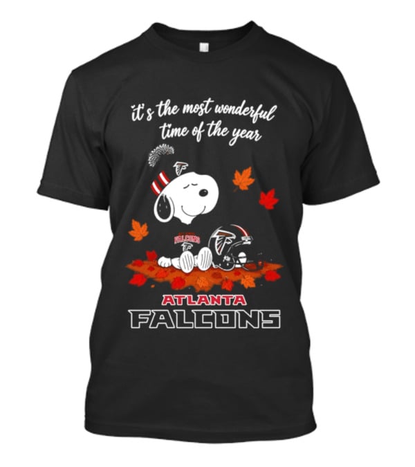 Atlanta Falcons Snoopy Fall Halloween 2026 Most Wonderful Time Of The Year Leaves T-Shirt