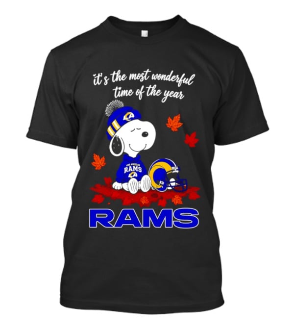 Los Angeles Rams Snoopy Fall Halloween It's The Most Wonderful Time Of The Year 2026 T-Shirt