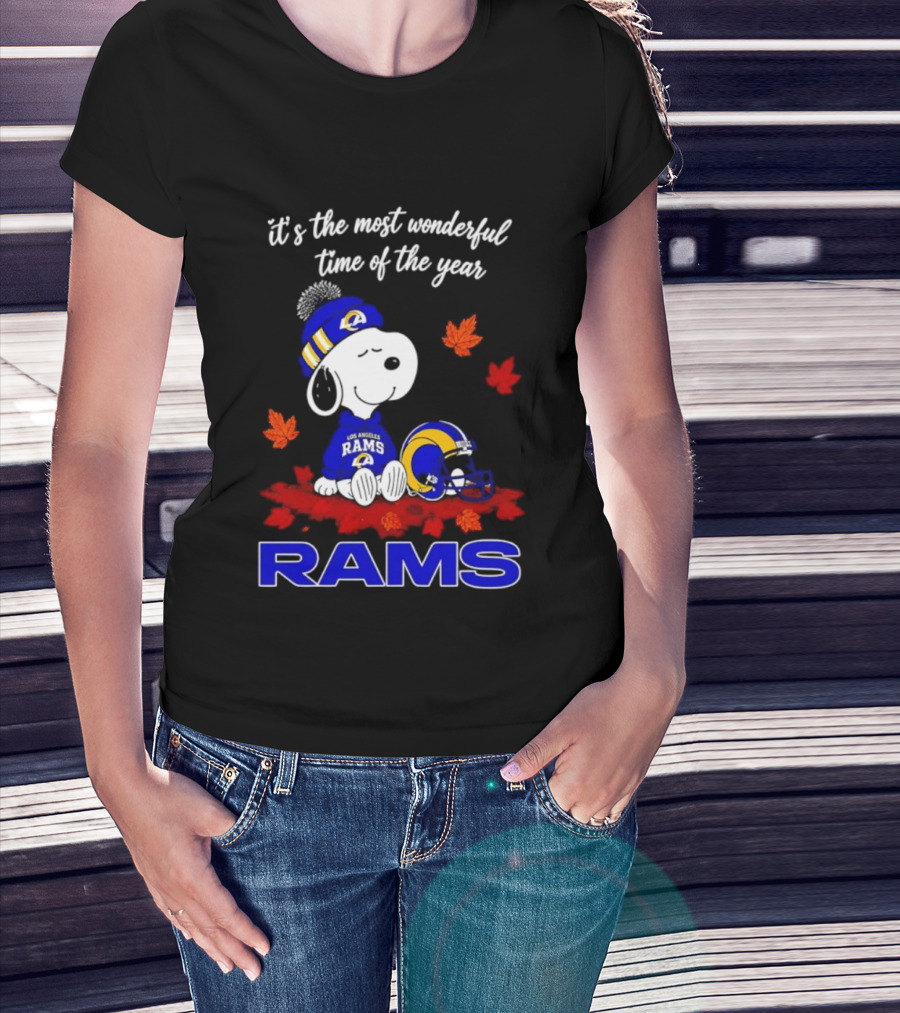 Los Angeles Rams Snoopy Fall Halloween It's The Most Wonderful Time Of The Year 2026 T-Shirt