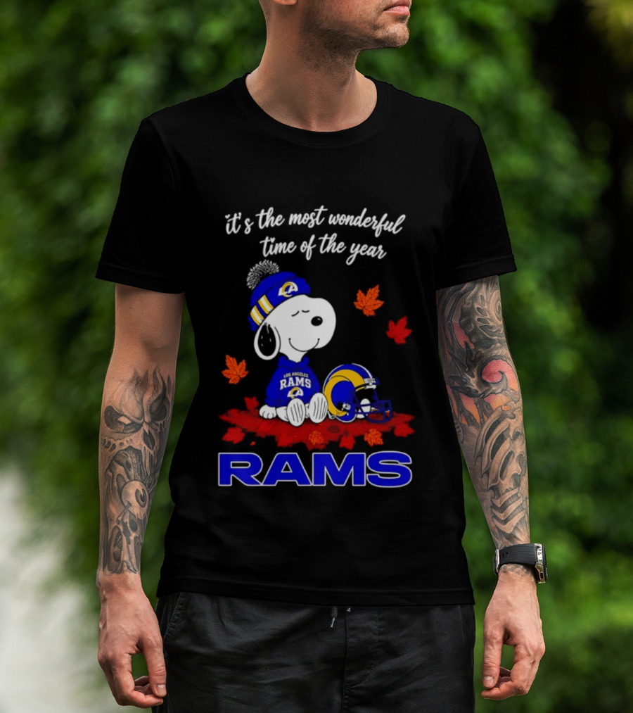 Los Angeles Rams Snoopy Fall Halloween It's The Most Wonderful Time Of The Year 2026 T-Shirt