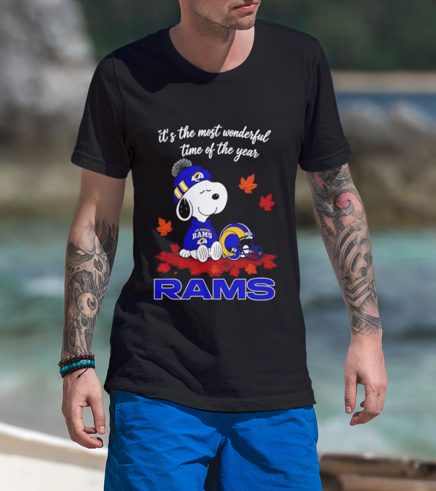 Los Angeles Rams Snoopy Fall Halloween It's The Most Wonderful Time Of The Year 2026 T-Shirt
