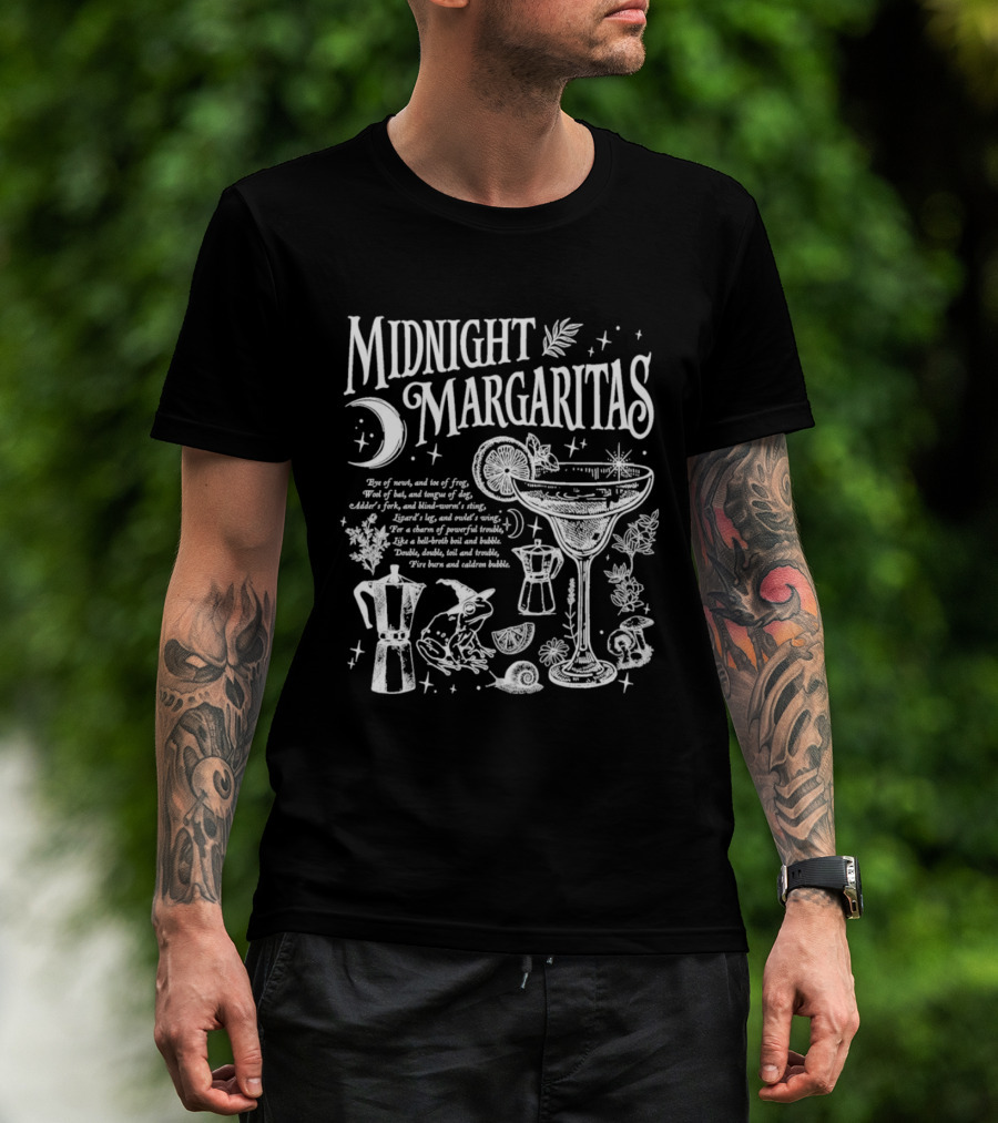 Midnight Margaritas Recipe Magic Mix With Moon And Lime T-Shirt