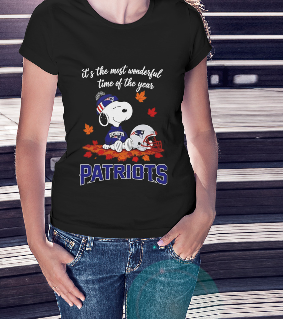New England Patriots Snoopy Fall Halloween 2026 Most Wonderful Time Of The Year T-Shirt