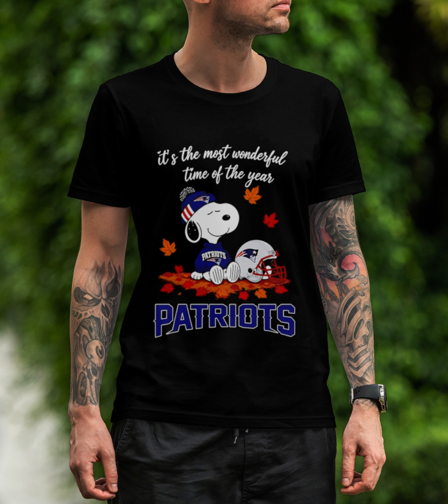 New England Patriots Snoopy Fall Halloween 2026 Most Wonderful Time Of The Year T-Shirt