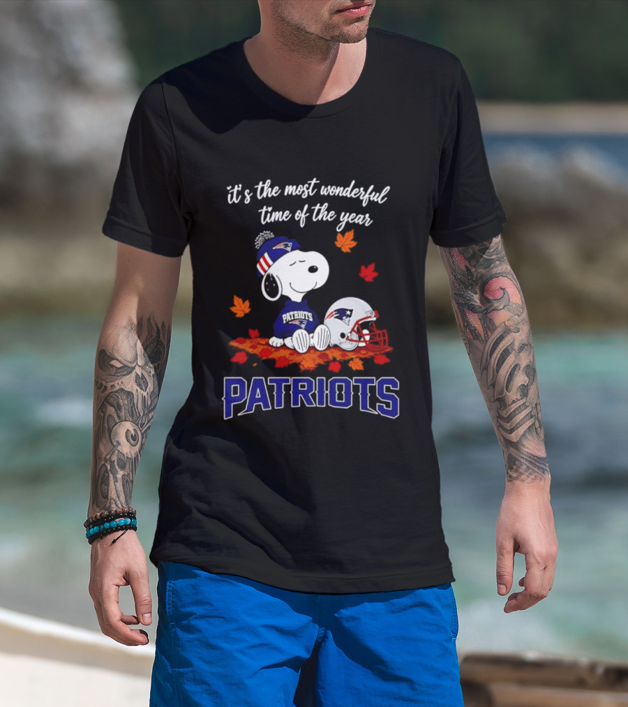 New England Patriots Snoopy Fall Halloween 2026 Most Wonderful Time Of The Year T-Shirt