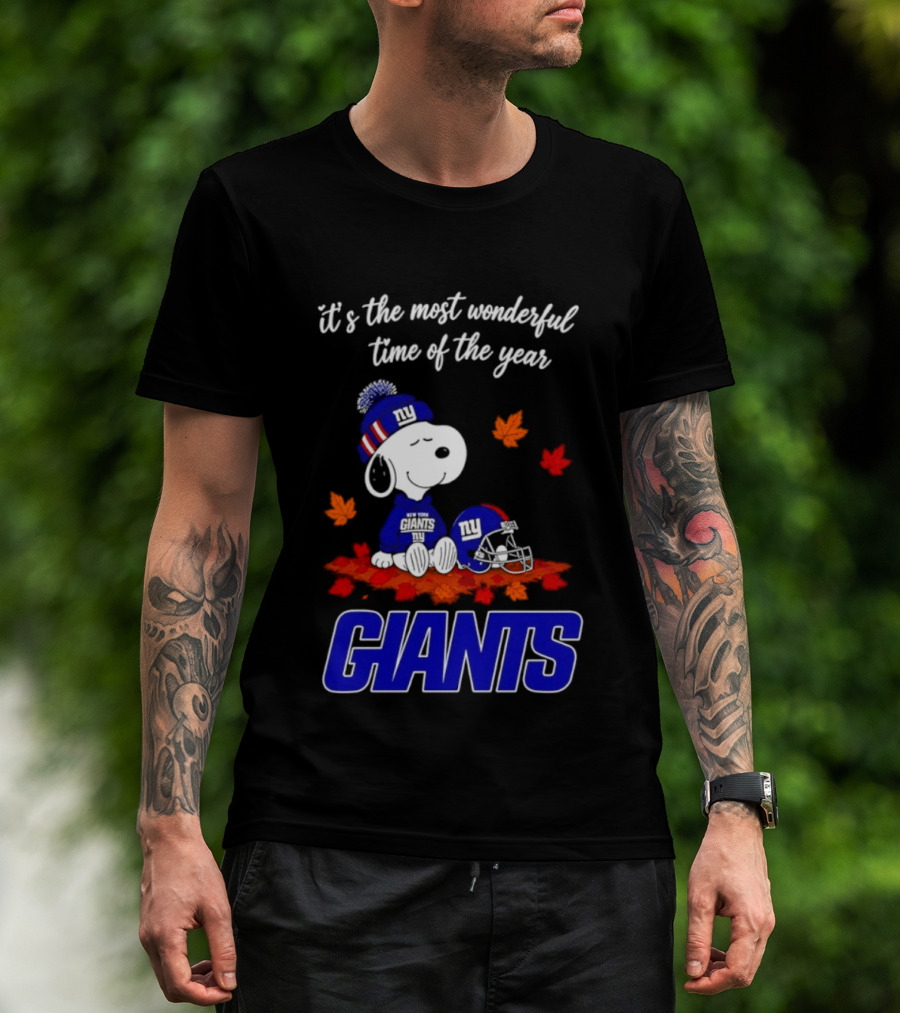 New York Giants Snoopy Fall Halloween 2026 Most Wonderful Time Of The Year T-Shirt