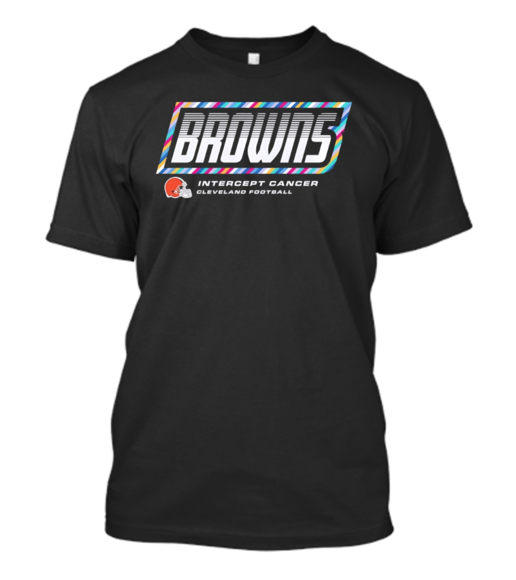 Cleveland Browns Intercept Cancer 2026 Crucial Catch Football Browns Helmet T-Shirt