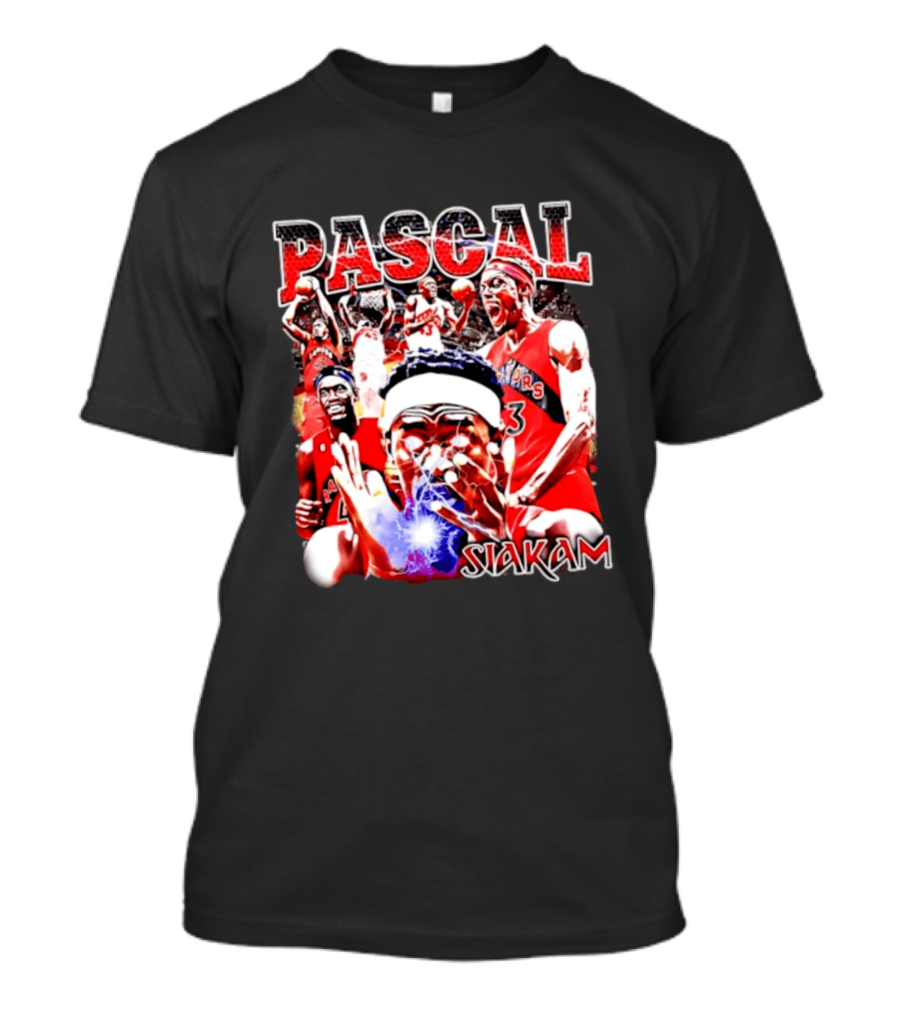 Pascal Siakam Toronto Raptors Thunder Eyes Basketball Player Action Collage T-Shirt