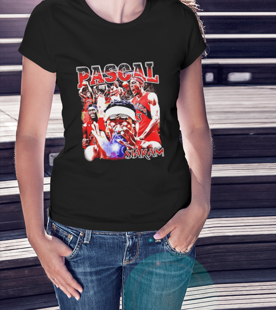 Pascal Siakam Toronto Raptors Thunder Eyes Basketball Player Action Collage T-Shirt