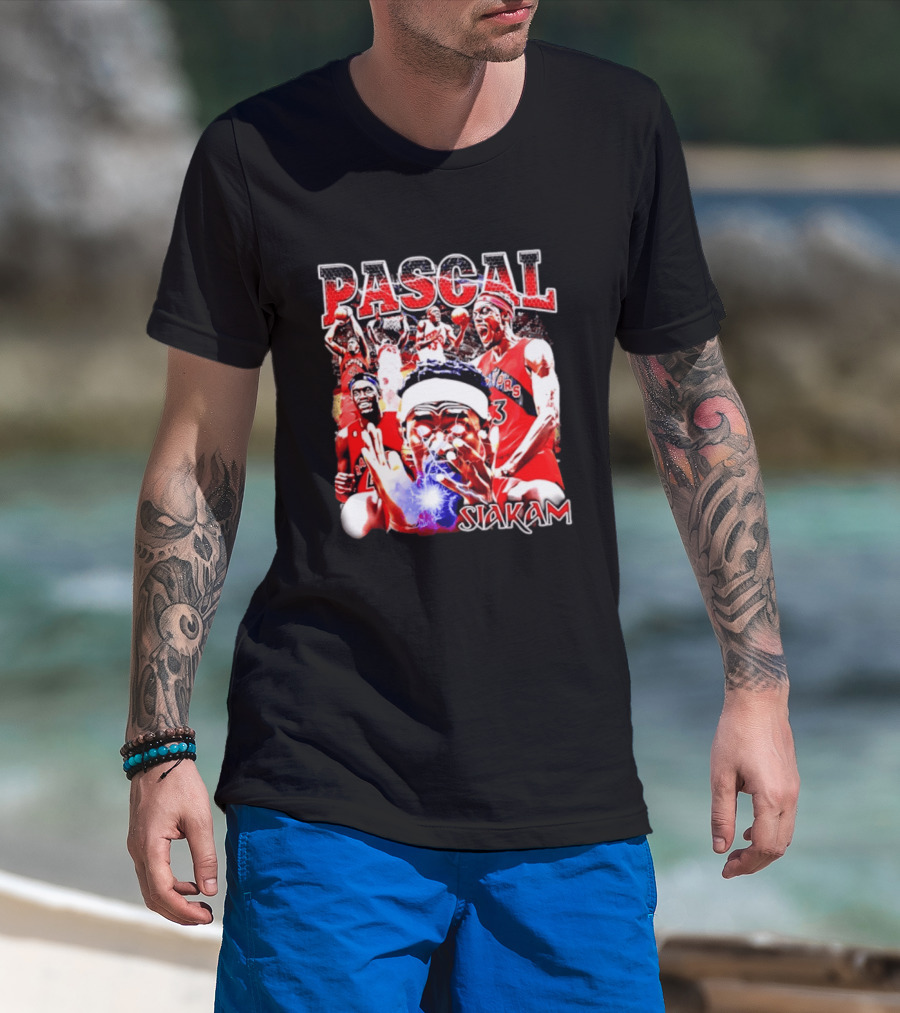 Pascal Siakam Toronto Raptors Thunder Eyes Basketball Player Action Collage T-Shirt