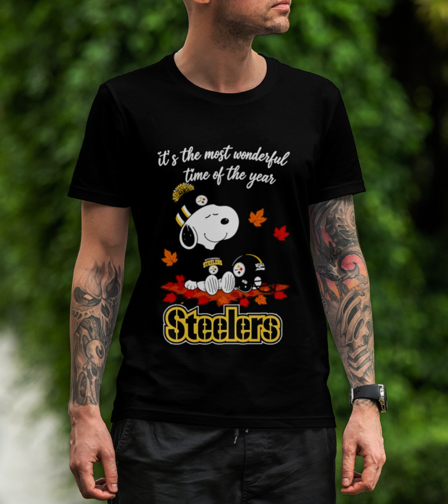 Pittsburgh Steelers Snoopy Fall Halloween 2026 It's The Most Wonderful Time Of The Year T-Shirt