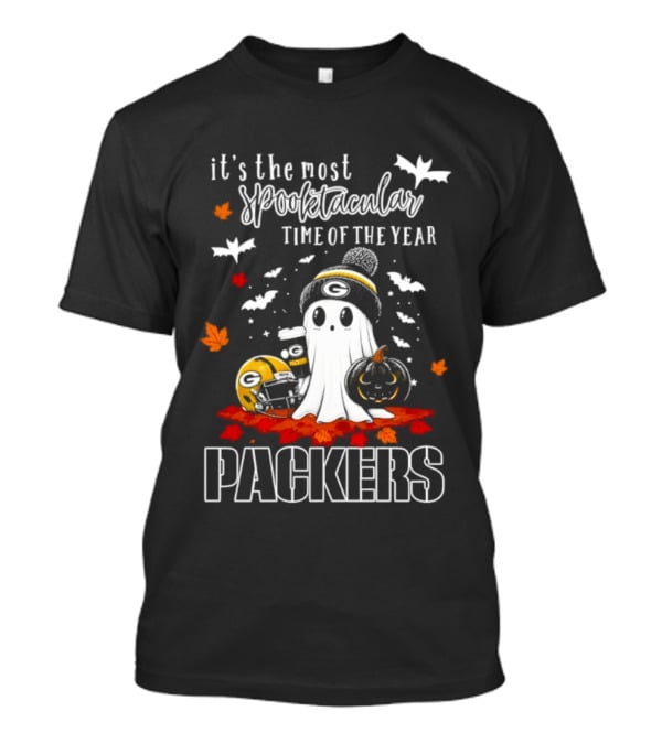 Packers Halloween Ghost Helmet It's The Most Spooktacular Time Of The Year T-Shirt