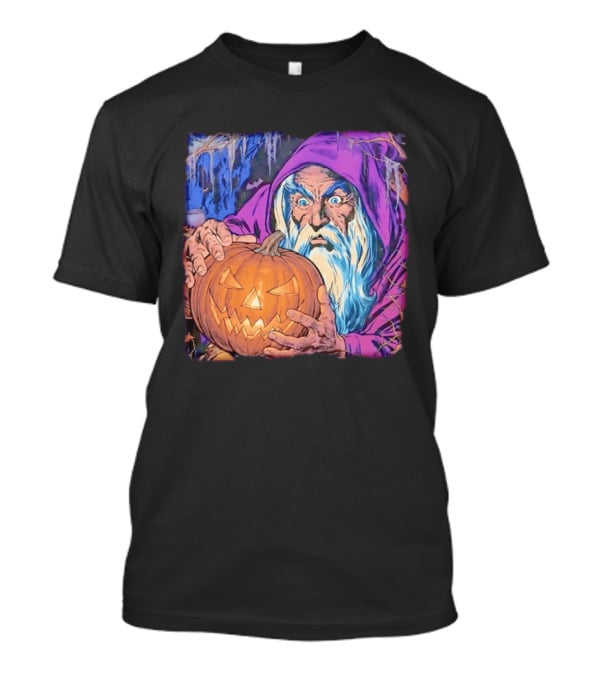 Pondering The Pumpkin Halloween Wizard With Jack O' Lantern 2026 T-Shirt