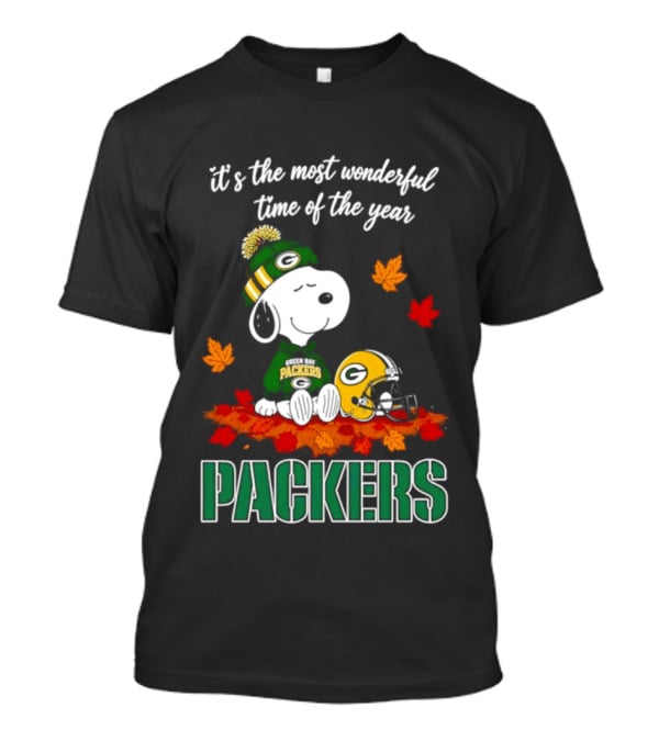 Packers Snoopy Fall Halloween 2026 Most Wonderful Time Of The Year T-Shirt