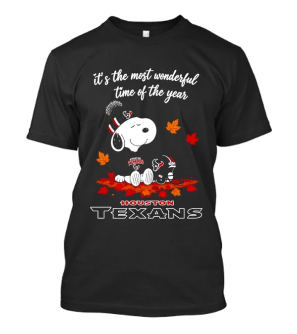 Houston Texans Snoopy Fall Halloween 2026 Most Wonderful Time Of The Year T-Shirt