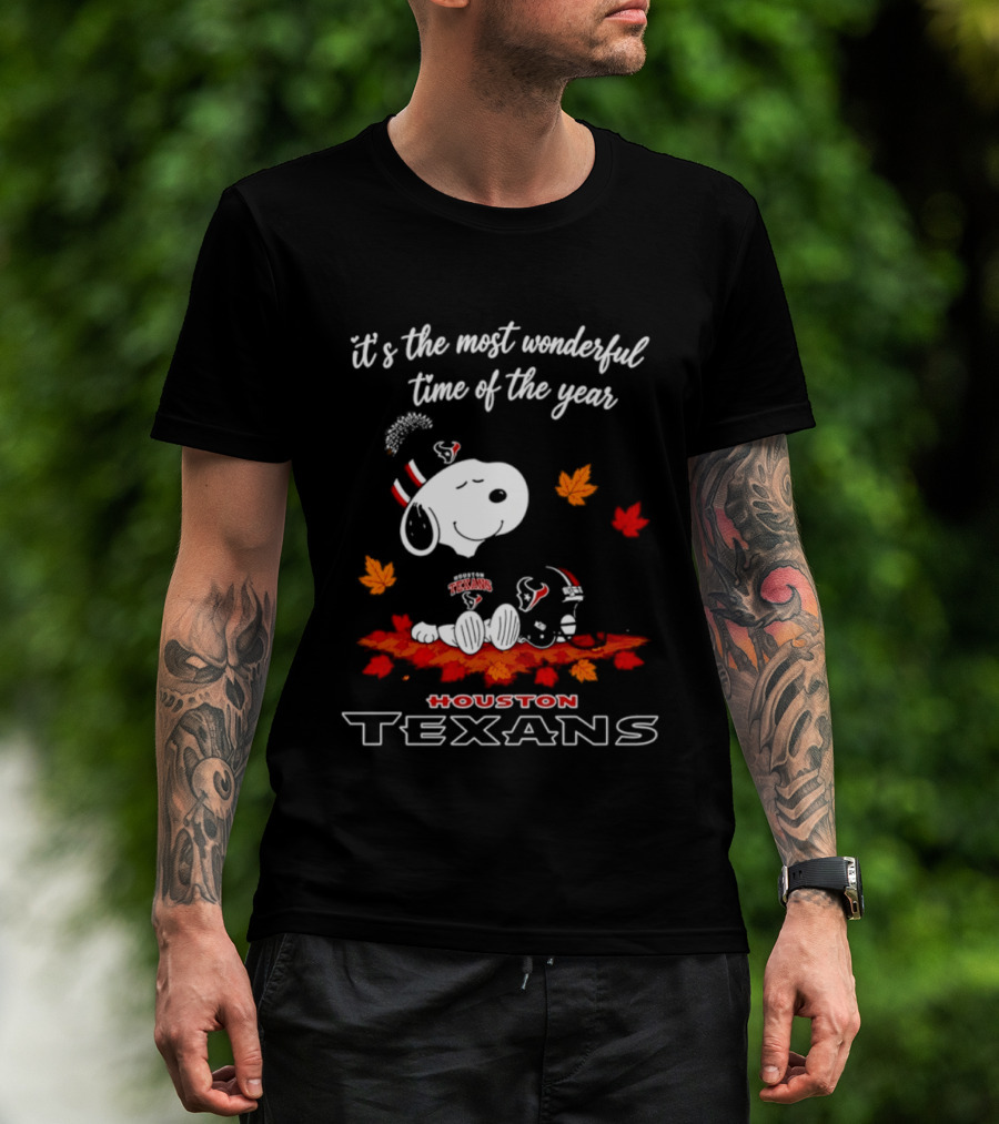 Houston Texans Snoopy Fall Halloween 2026 Most Wonderful Time Of The Year T-Shirt