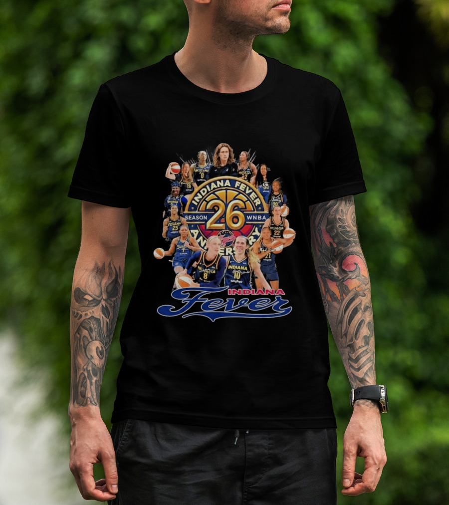 Indiana Fever 26 Season WNBA Anniversary Team Roster T-Shirt