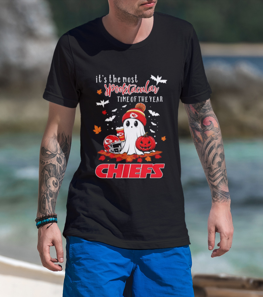 Kansas City Chiefs Halloween Ghost It's The Most Spooktacular Time Of The Year 2026 T-Shirt