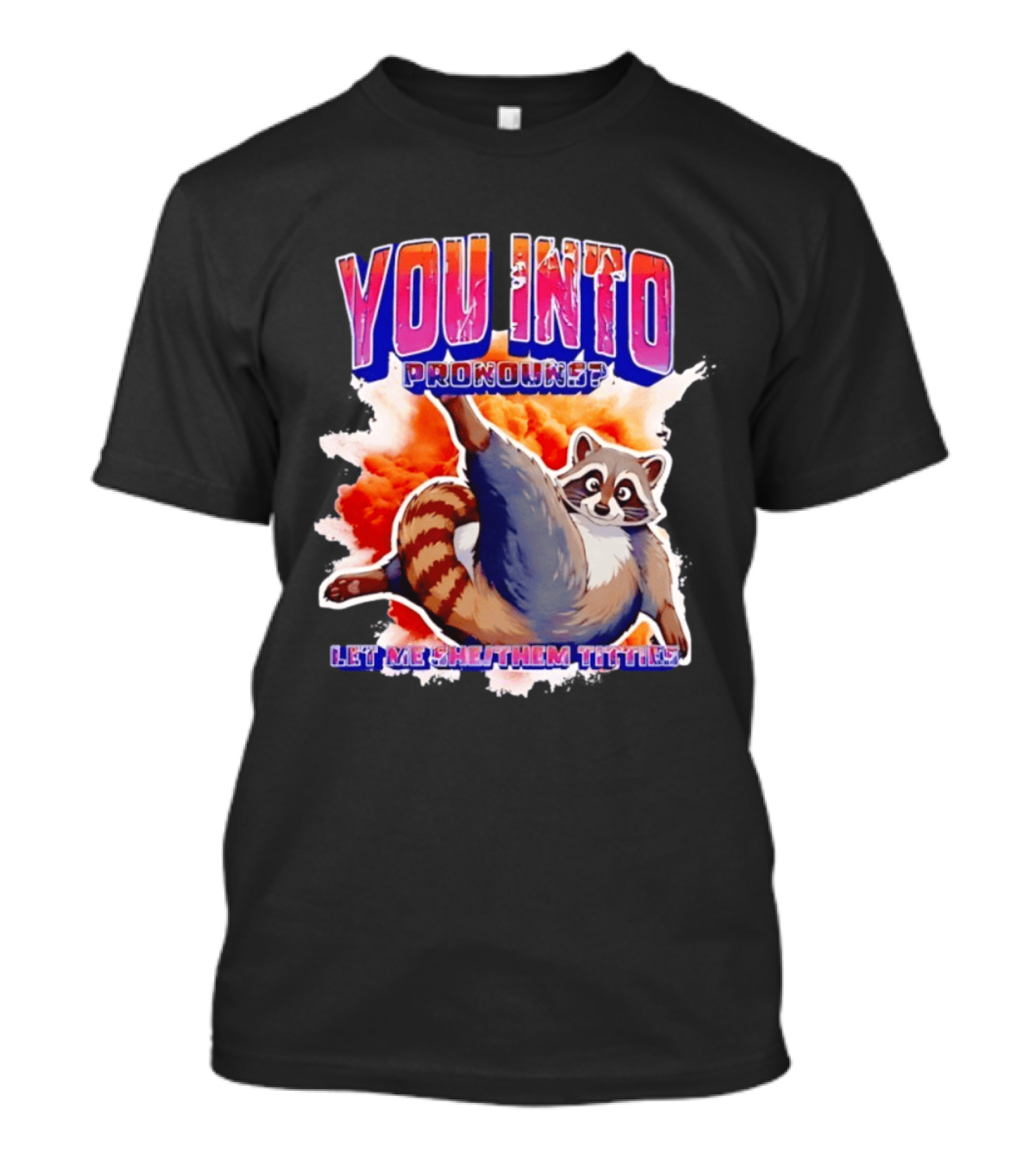 You Into Pronouns Let Me She Them Titties Raccoon T-Shirt