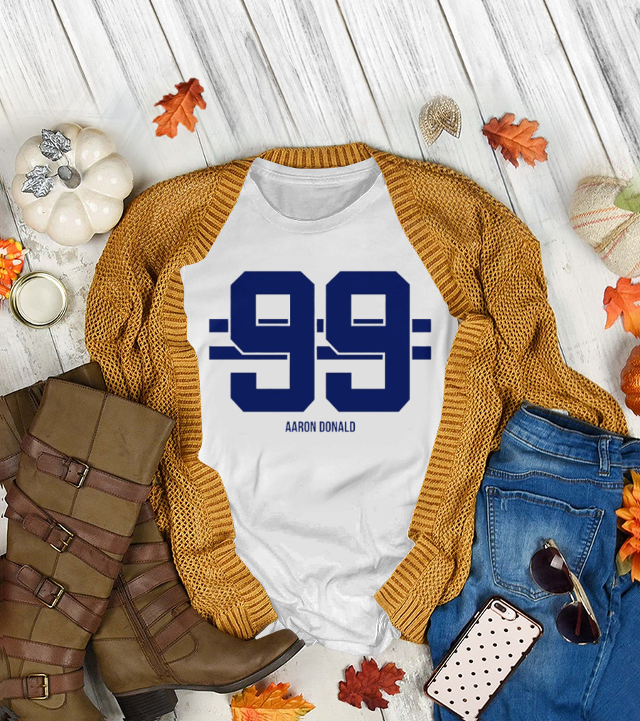 Aaron Donald 99 Los Angeles Rams Stripe Number T-Shirt