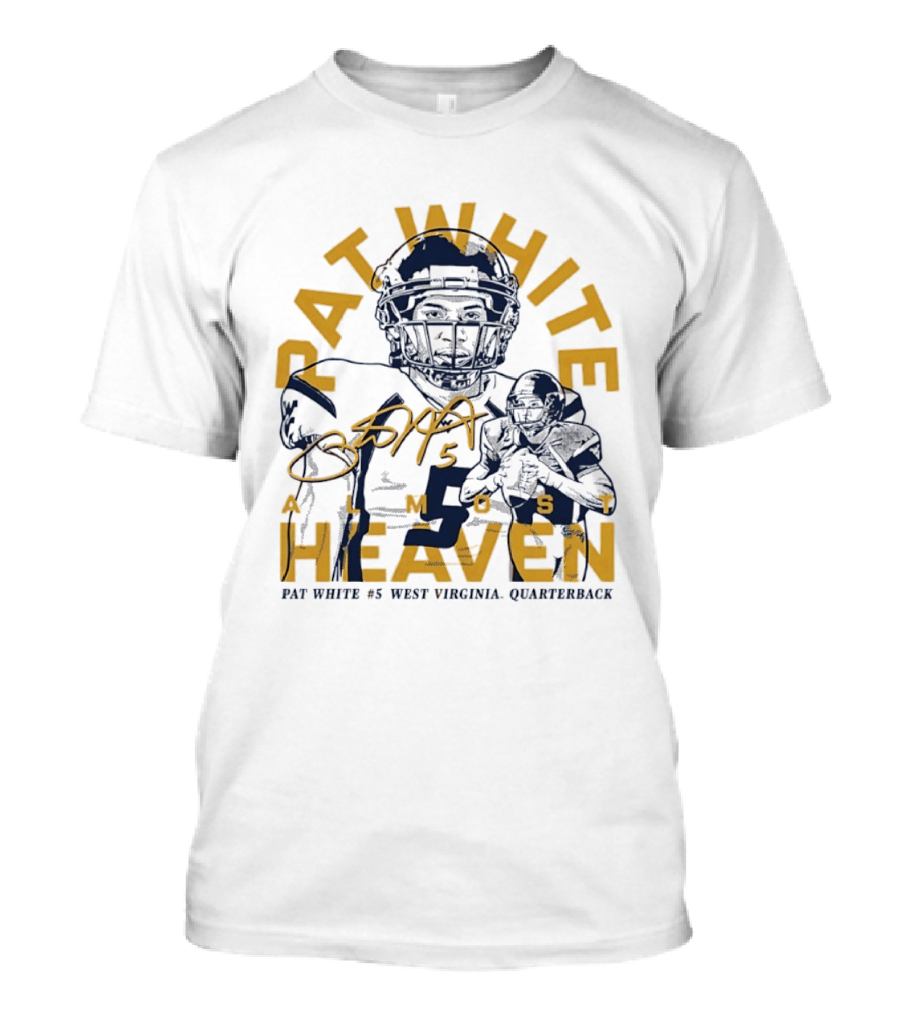 Pat White #5 Almost Heaven West Virginia Quarterback T-Shirt