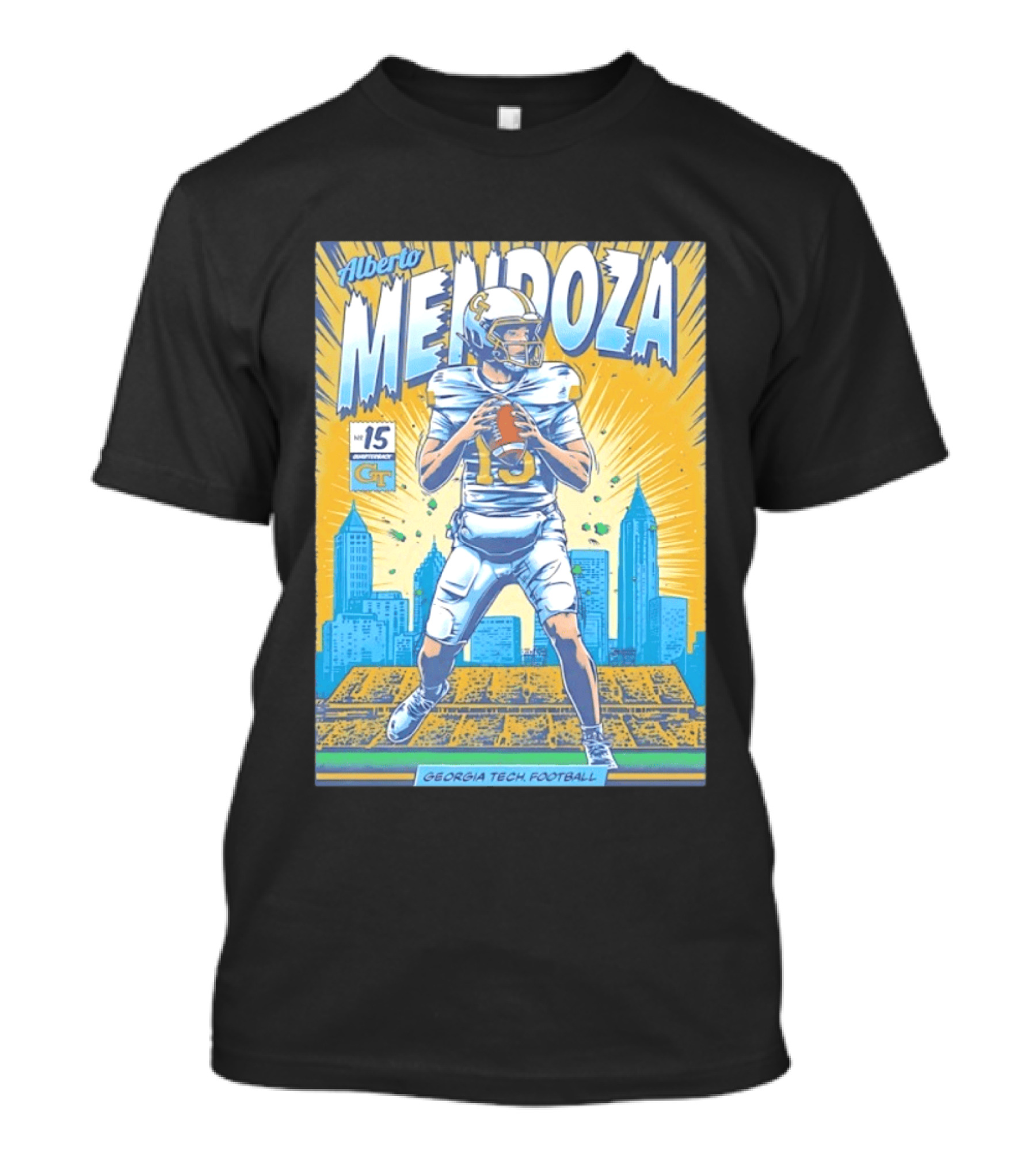 Alberto Mendoza Georgia Tech Football No 15 Yellow Jackets T-Shirt