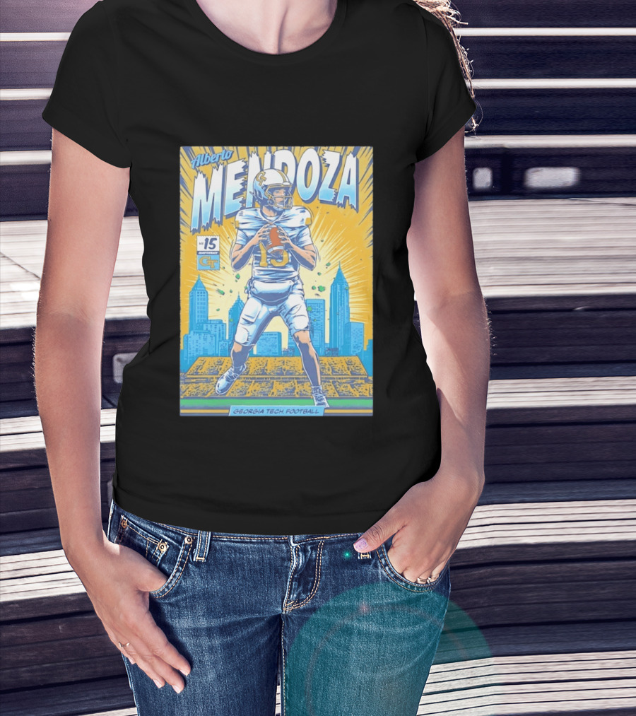 Alberto Mendoza Georgia Tech Football No 15 Yellow Jackets T-Shirt
