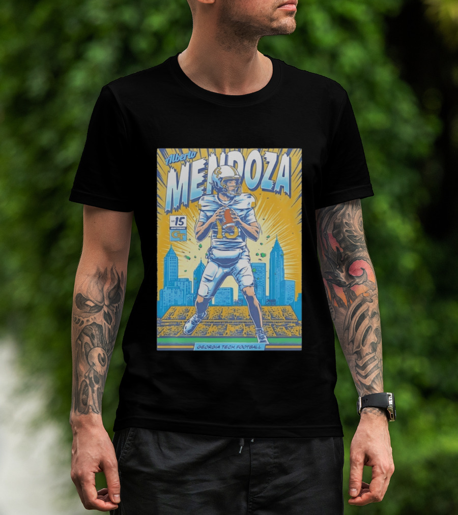 Alberto Mendoza Georgia Tech Football No 15 Yellow Jackets T-Shirt