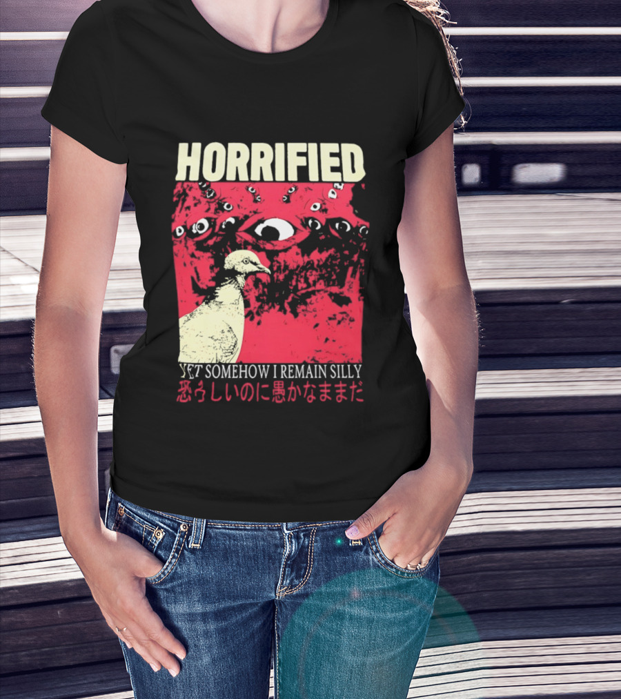 Horrified Pigeon Yet Somehow I Remain Silly Japanese T-Shirt