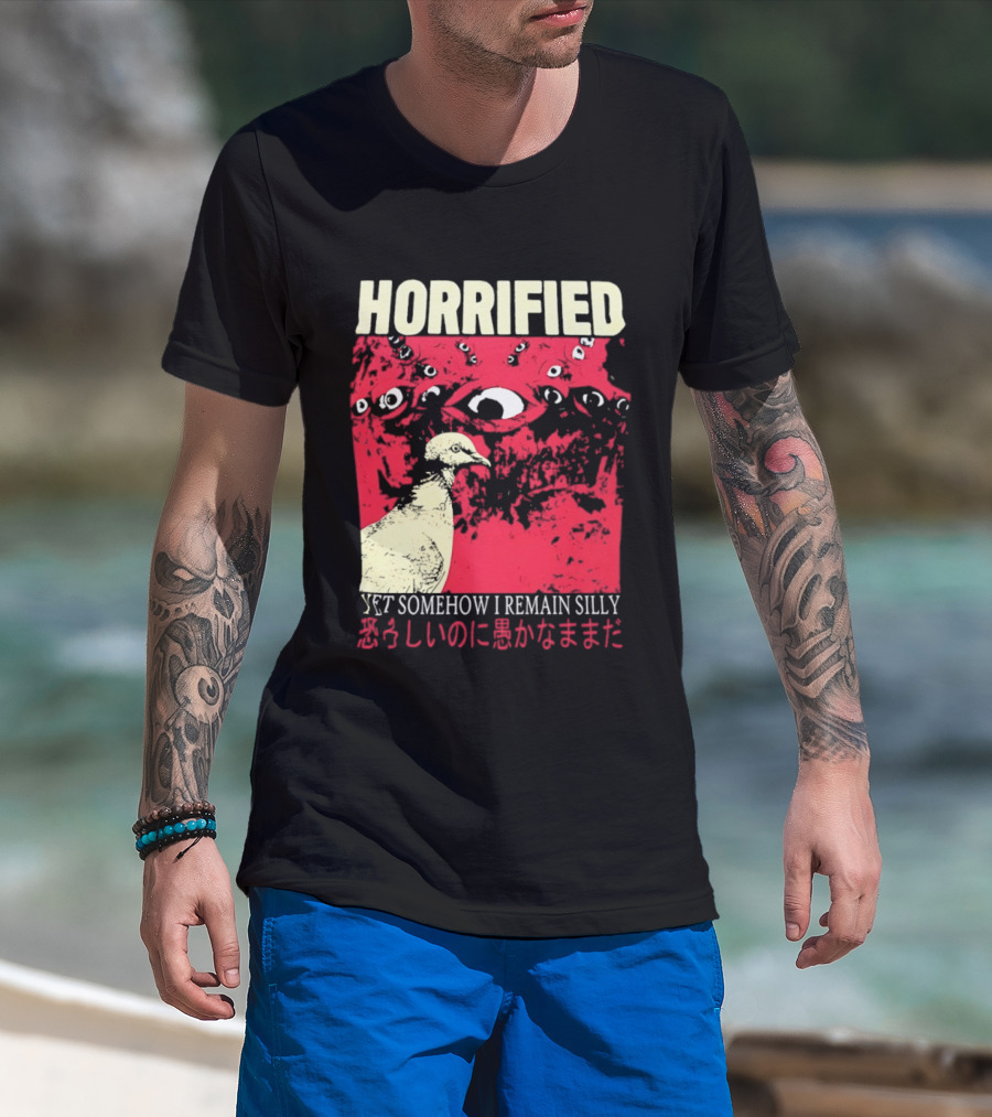 Horrified Pigeon Yet Somehow I Remain Silly Japanese T-Shirt