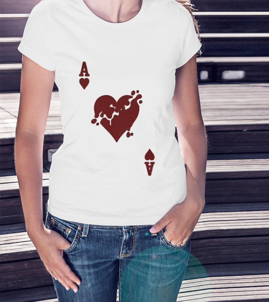 Ace Of Hearts Melting Card Visual T-Shirt