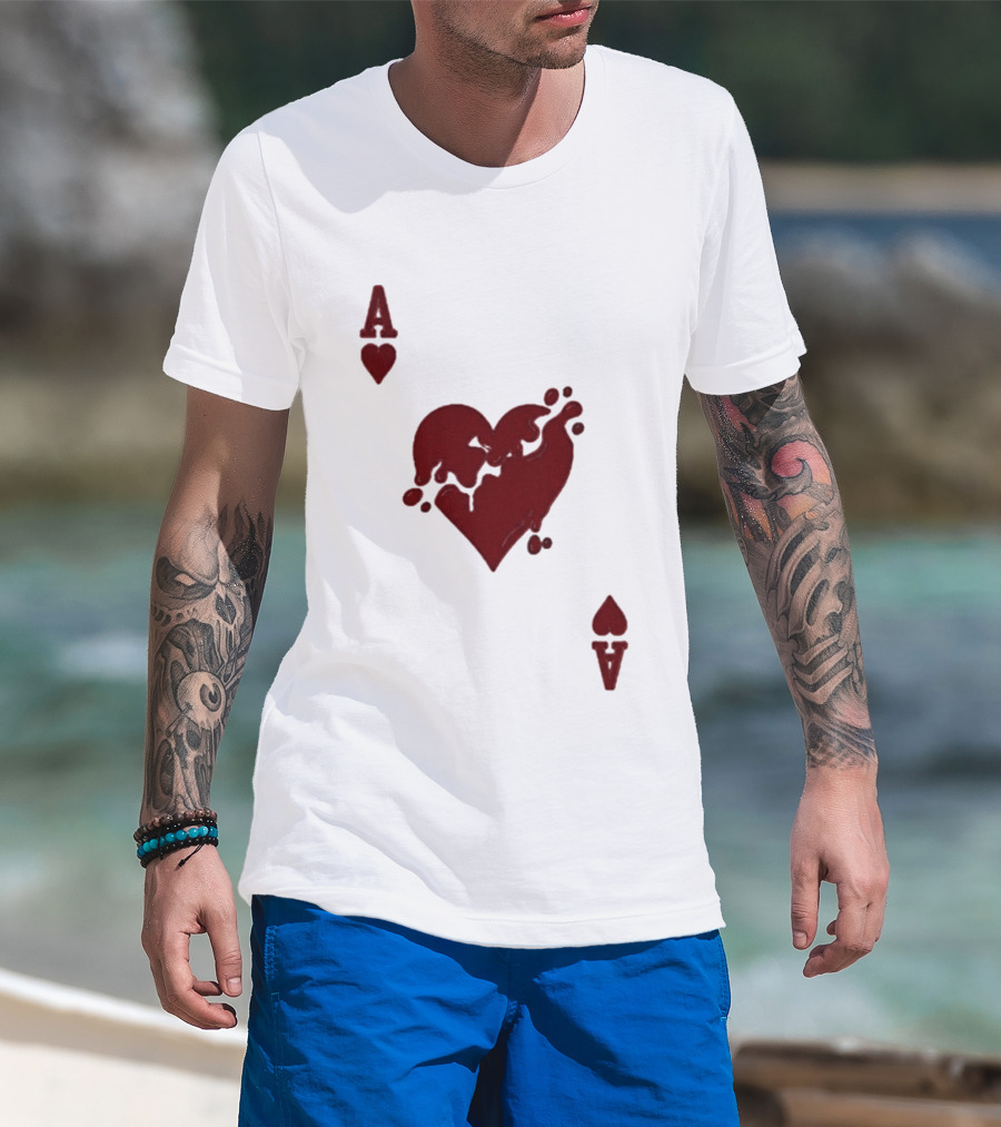 Ace Of Hearts Melting Card Visual T-Shirt