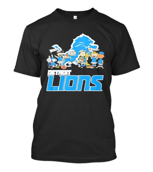 Peanuts Characters With Detroit Lions Team Collaboration T-Shirt