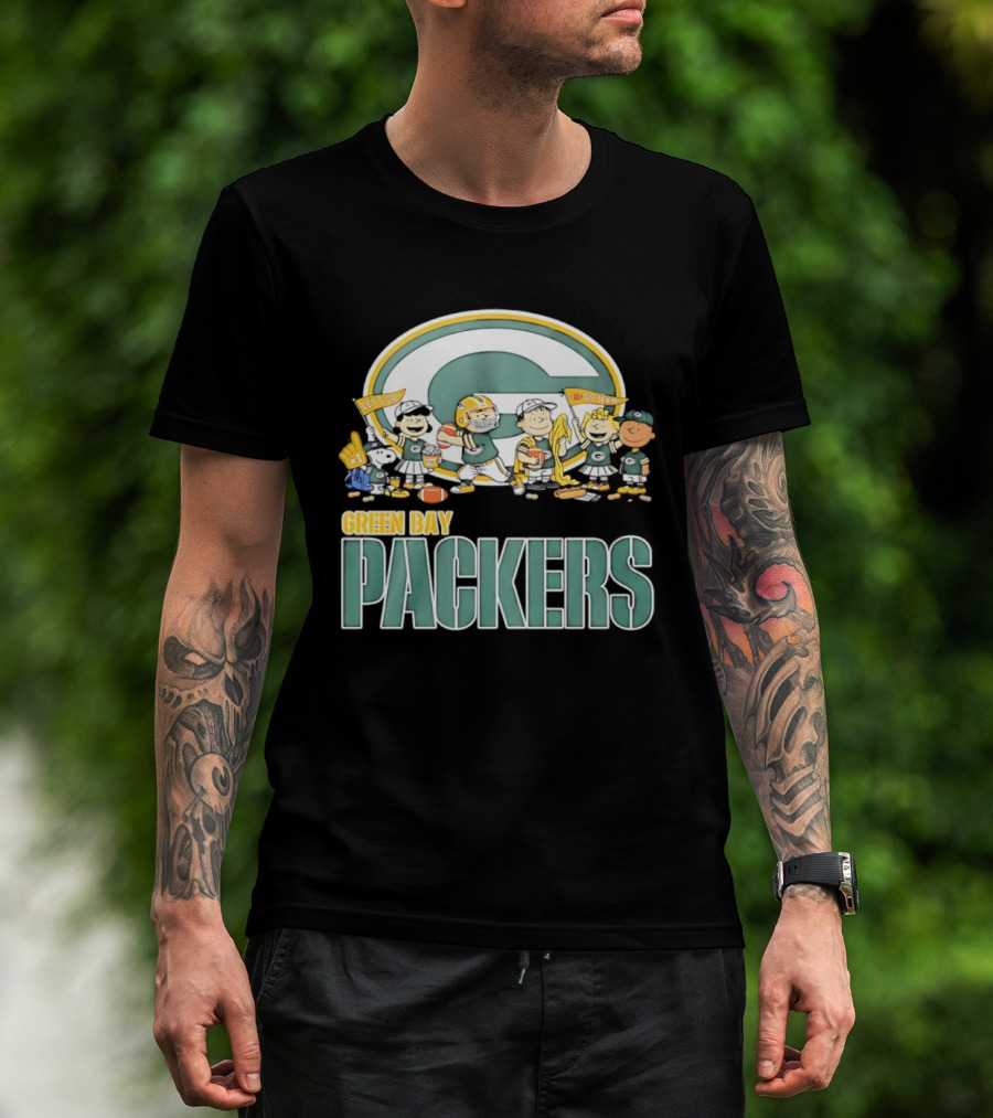 Peanuts Characters Celebrating Green Bay Packers Let's Go Go Team T-Shirt