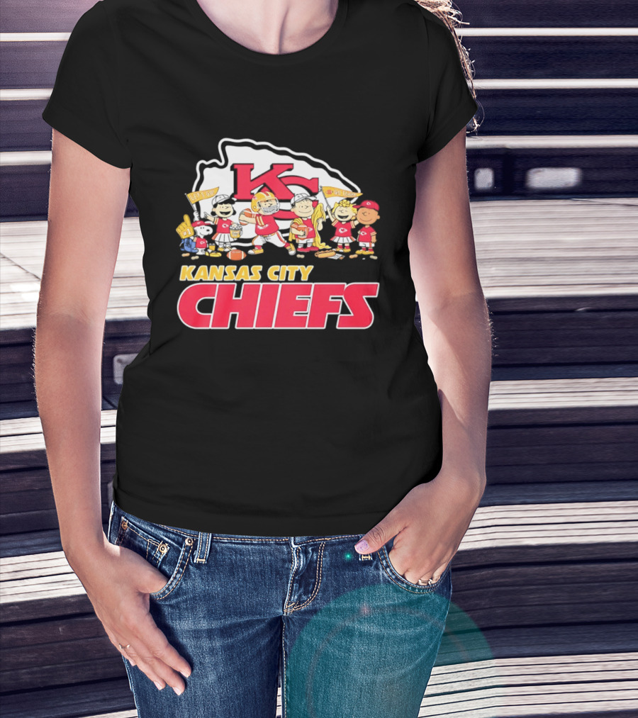 Kansas City Chiefs Peanuts Characters Go Team Let's Go T-Shirt