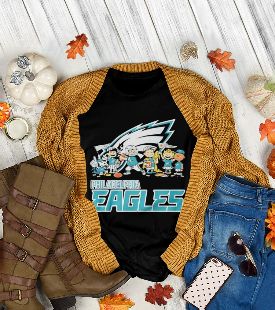 Peanuts Philadelphia Eagles Characters NFL Collaboration T-Shirt