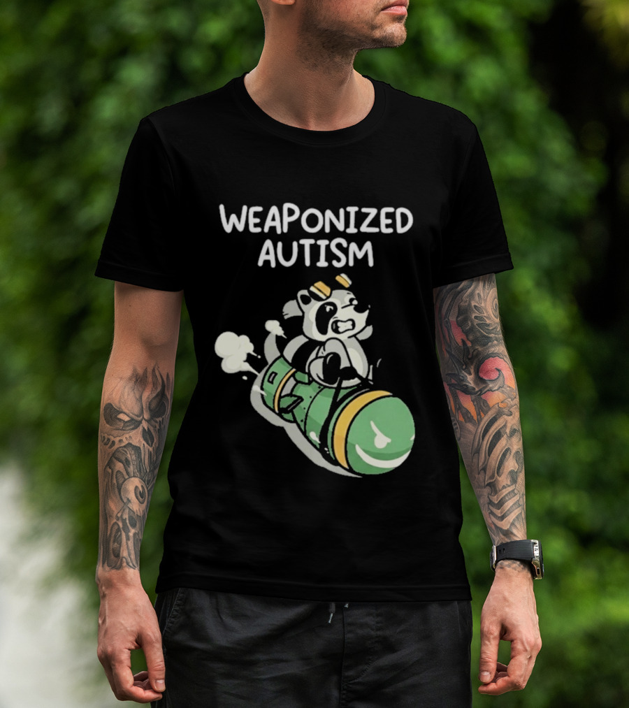 Weaponized Autism Raccoon Riding Missile T-Shirt