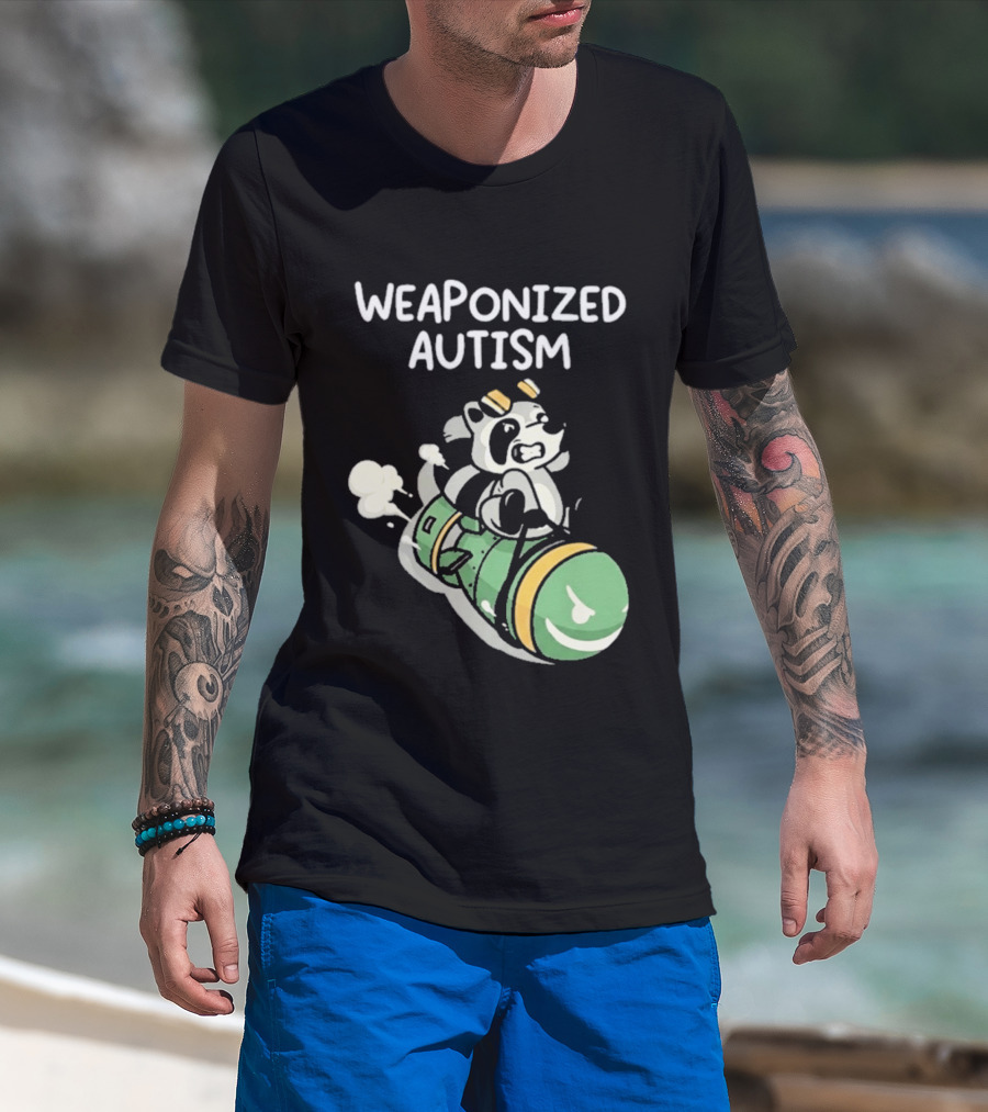 Weaponized Autism Raccoon Riding Missile T-Shirt