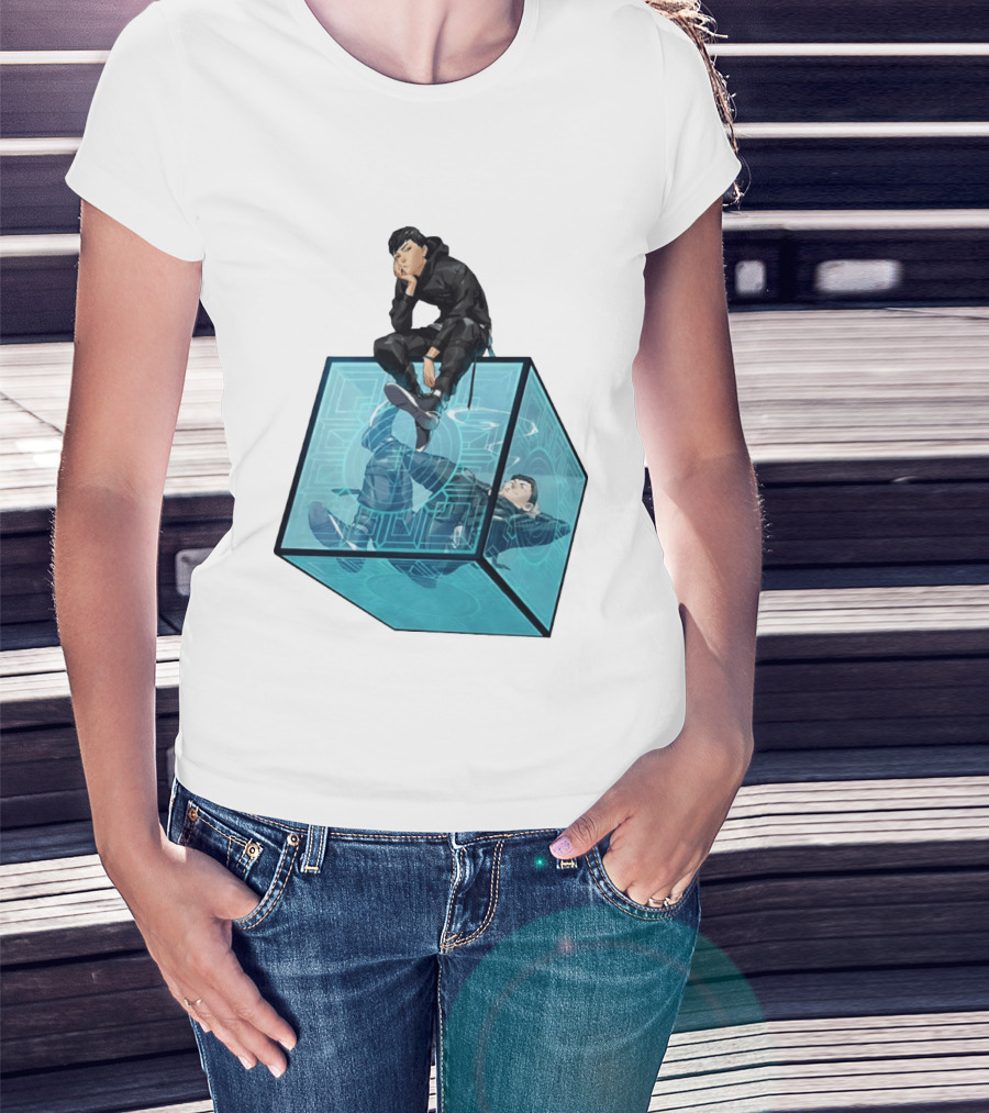 Ghostwire Tokyo Character Sitting On Cyber Cube T-Shirt