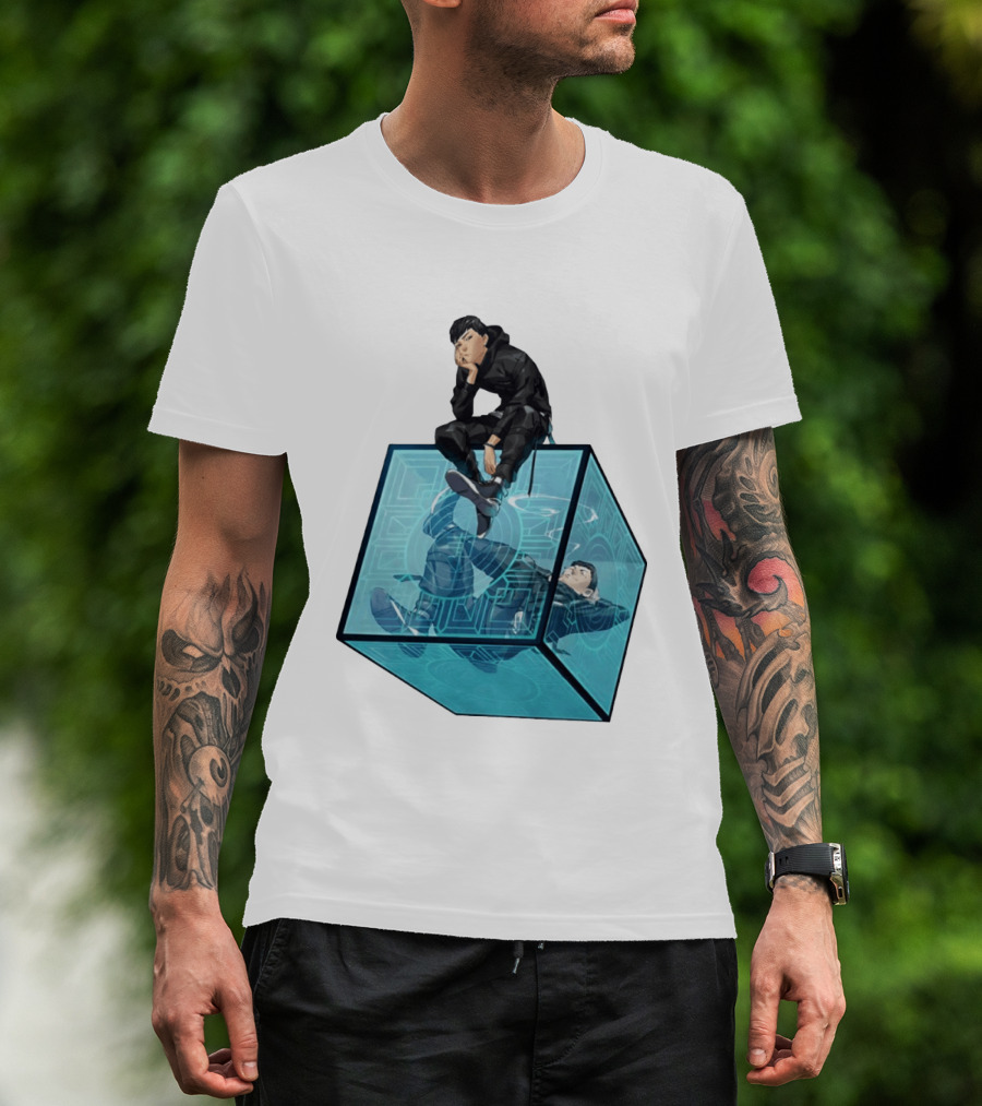 Ghostwire Tokyo Character Sitting On Cyber Cube T-Shirt