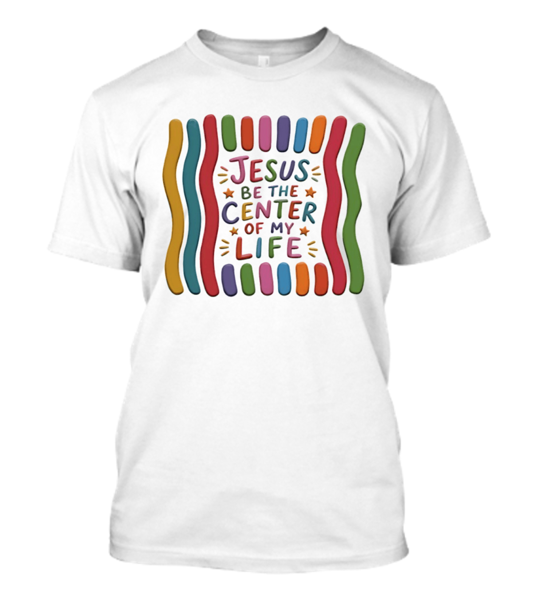 Jesus Be The Center Of My Life Colorful Waves And Stars T-Shirt