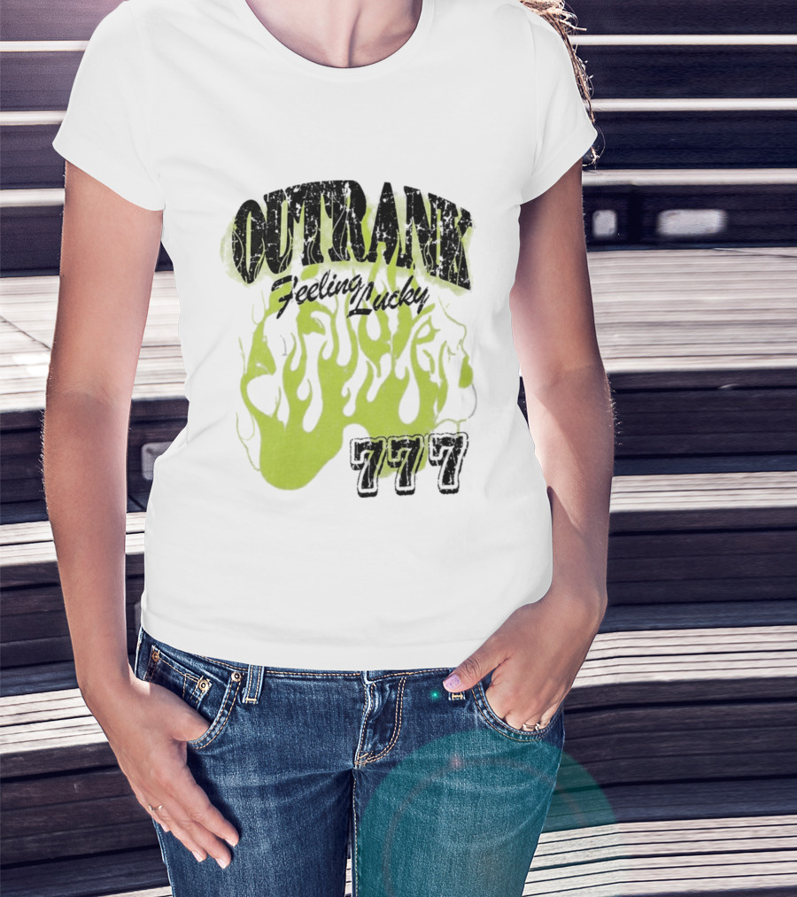 Outrank Feeling Lucky 777 Green Flames T-Shirt