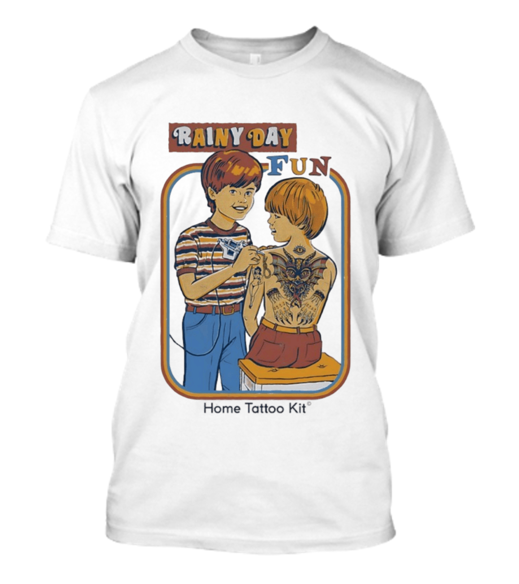 Rainy Day Fun Home Tattoo Kit Retro Style Boys With Tattoos T-Shirt