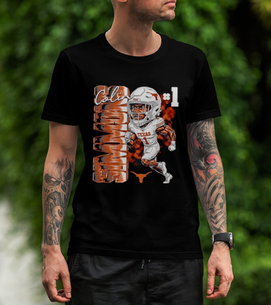 Colin Simmons #1 Texas Longhorns Football Caricature T-Shirt