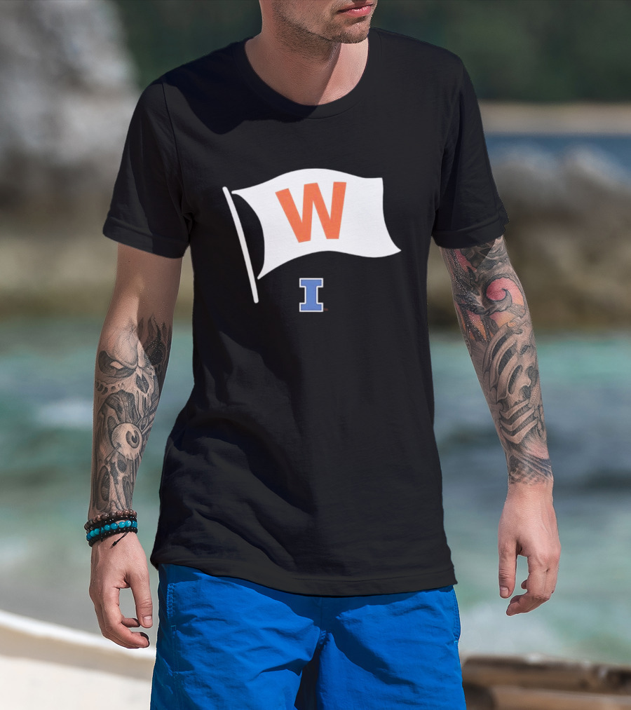 Illinois Fighting Illini Football Fly The W Flag Waving Victory T-Shirt