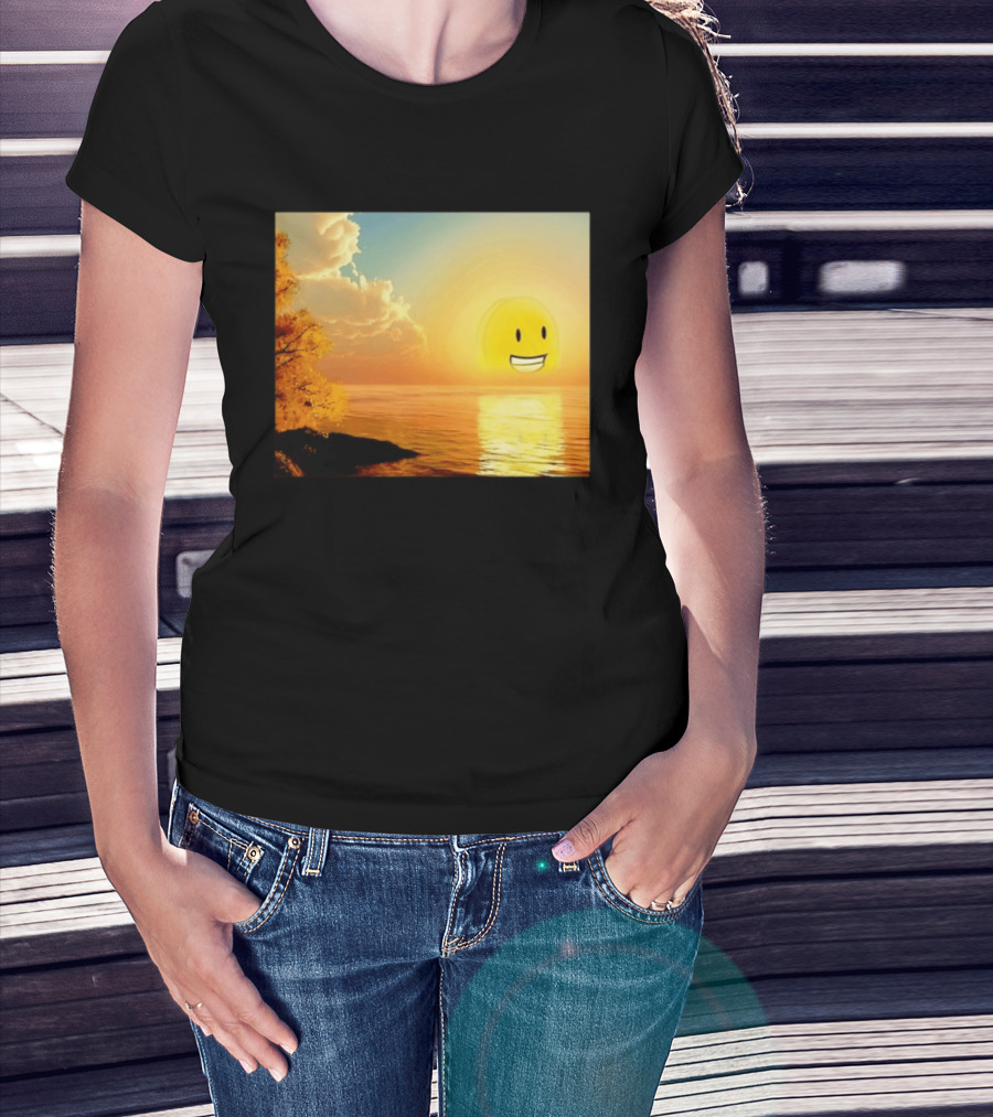 Golden Coin Face Sunset Over Water Inspired By Battle For Dream Island T-Shirt