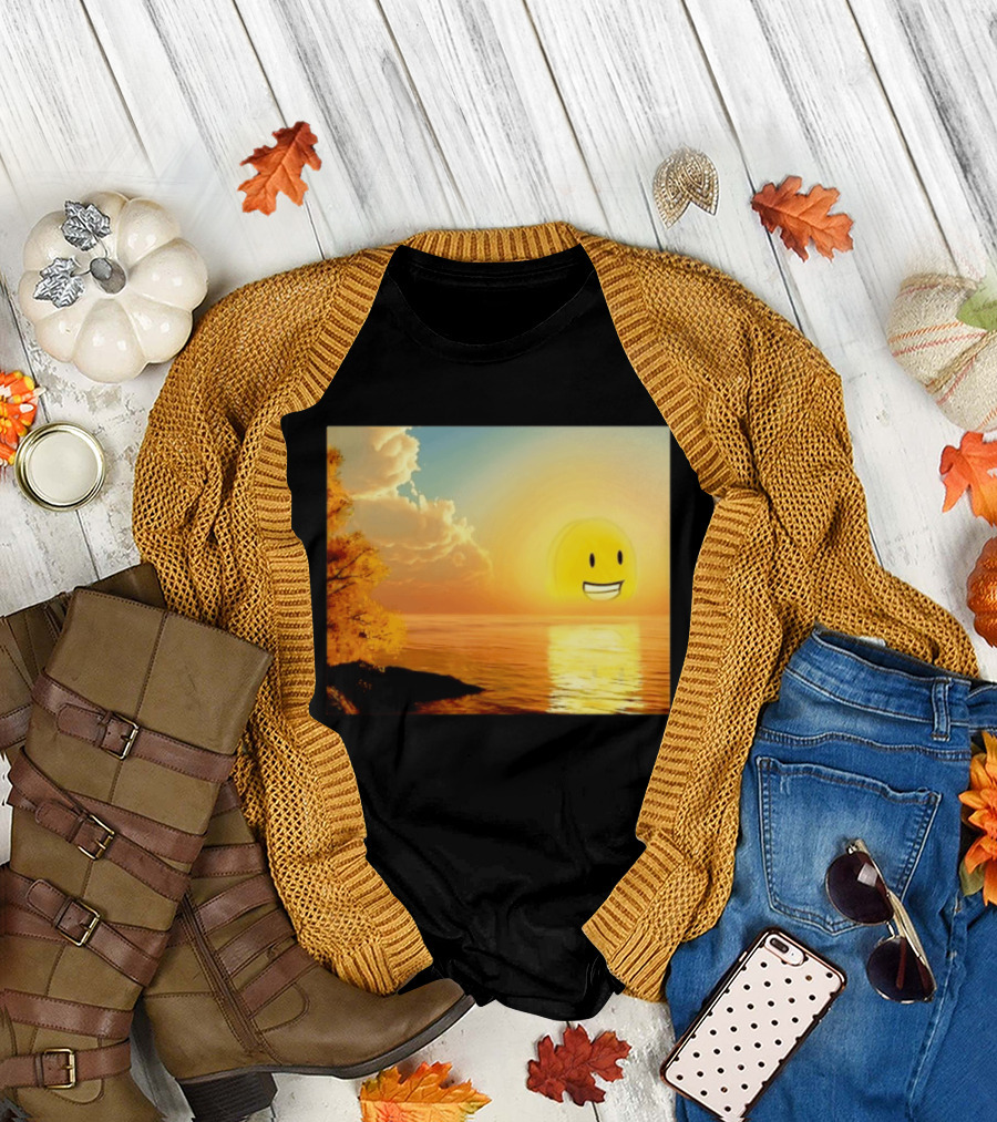 Golden Coin Face Sunset Over Water Inspired By Battle For Dream Island T-Shirt