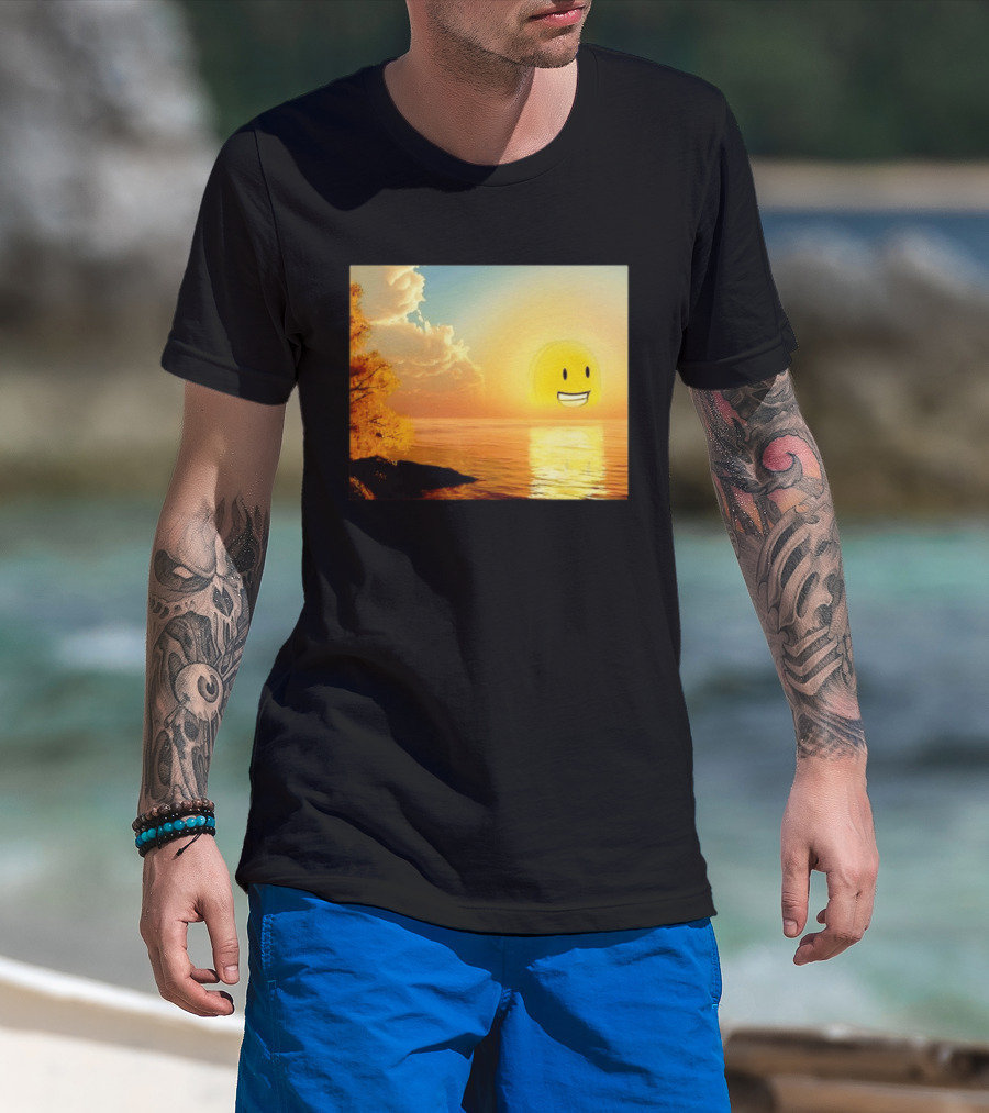 Golden Coin Face Sunset Over Water Inspired By Battle For Dream Island T-Shirt