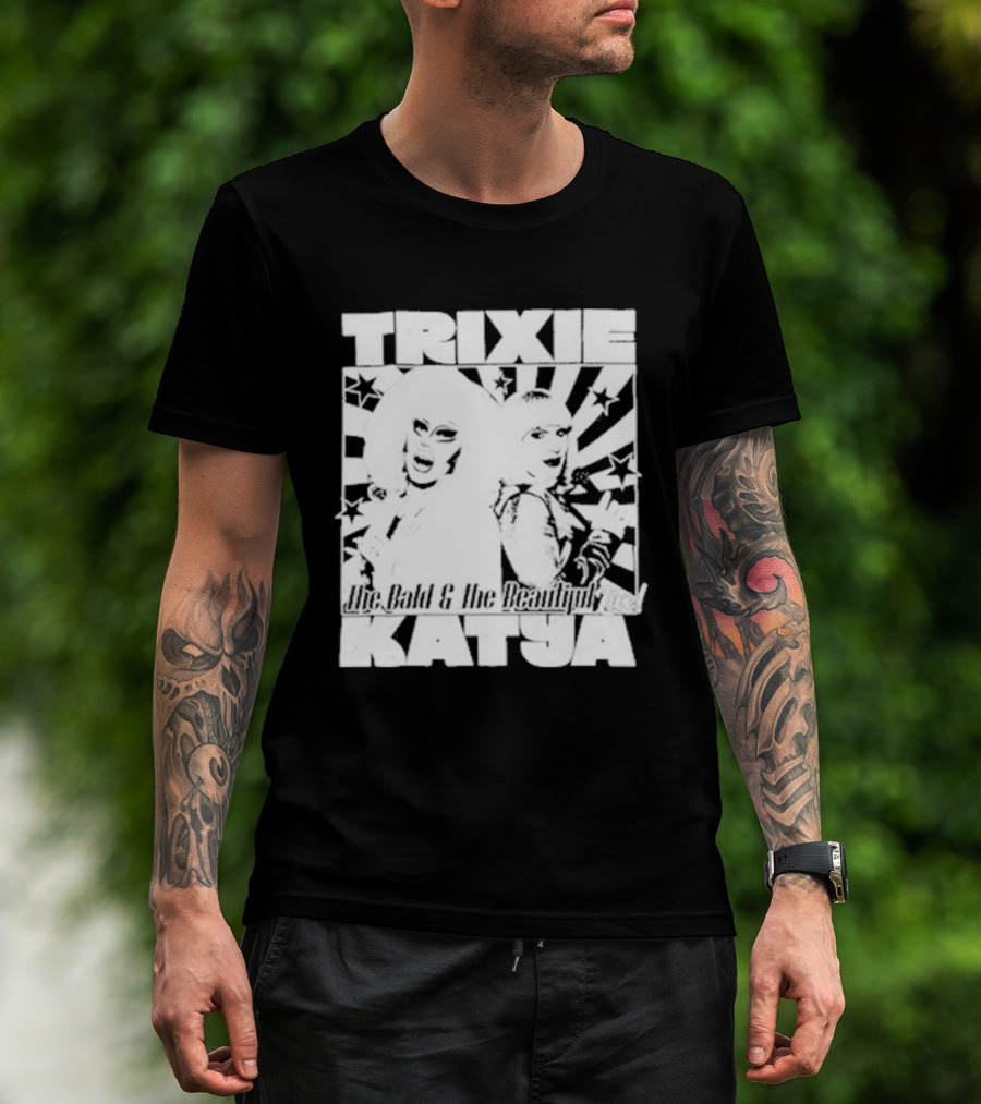 Trixie Katya The Bald And The Beautiful Stars Burst Microphone T-Shirt