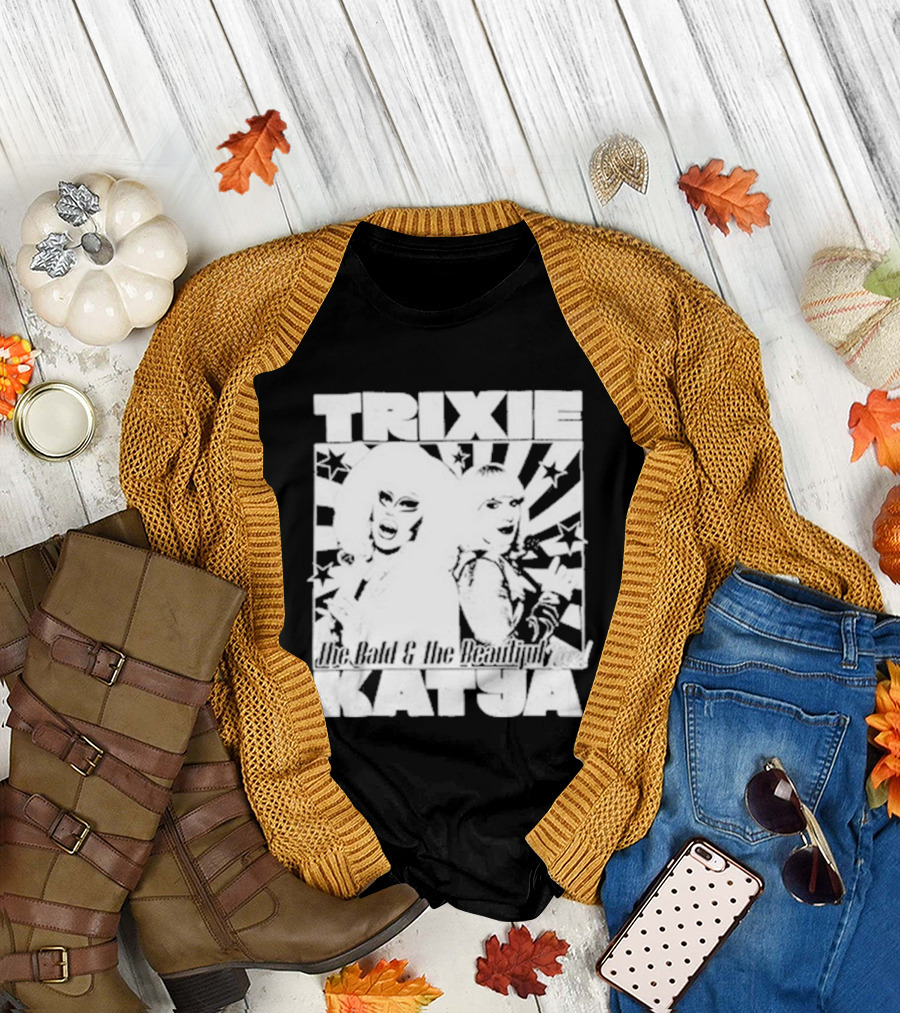Trixie Katya The Bald And The Beautiful Stars Burst Microphone T-Shirt